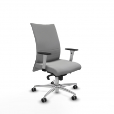 Piqueras y Crespo Albacete confidente sincro similpiel gris claro brazos 1D blancos base aluminio ruedas 65mm engomadas