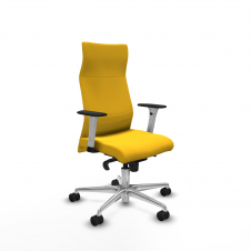 Piqueras y Crespo Albacete direcci?n sincro similpiel amarillo brazos 1D blancos base aluminio ruedas 65 nailon