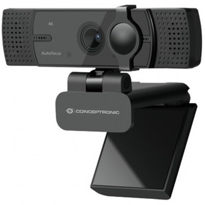 Webcam 4k conceptronic amdis07b 8.3mp - 4k ultra hd - usb - angulo vision 80º - enfoque automatico - doble microfono integrado