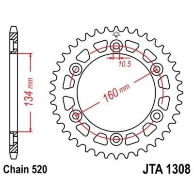 Corona JT 1308 de aluminio con 40 dientes JTA1308.40