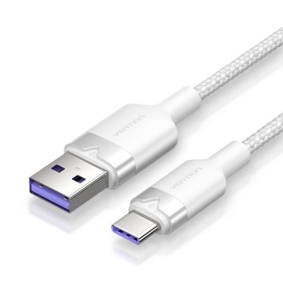 Vention Cable USB-C 2.0 a USB-A 6A 100W - 1m - Trenzado - Color Blanco