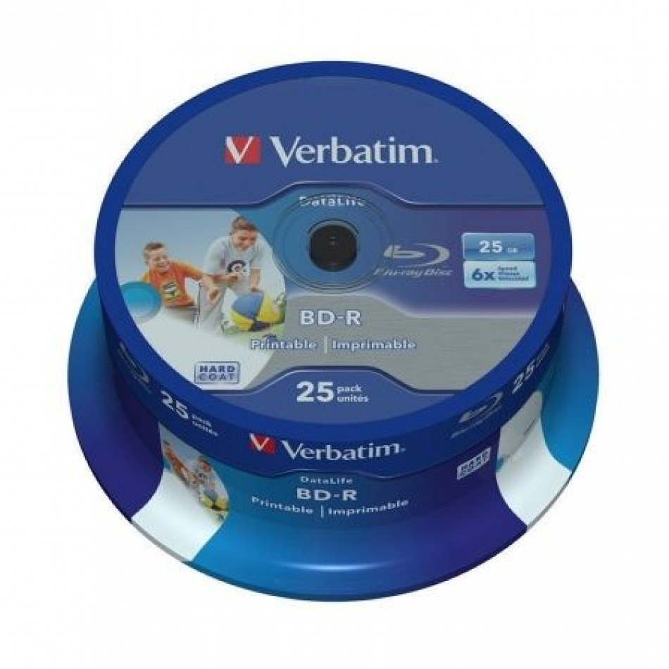 Blue-Ray BD-R Verbatim 43811 Imprimible 6X/ TarrinA25uds