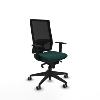 Horna sincro malla negra similpiel verde botella brazos 1D base piramidal ruedas 65mm engomadas