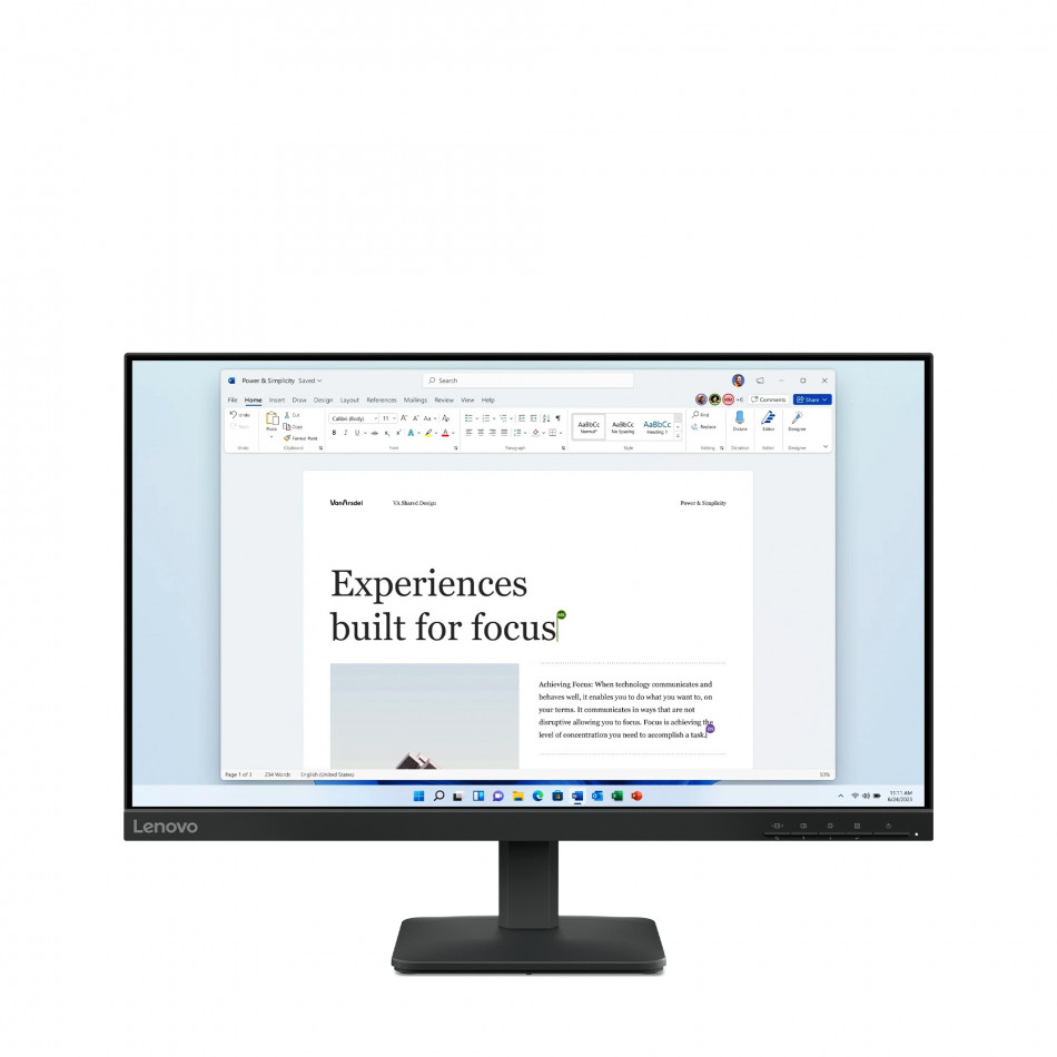 Lenovo L24-4e pantalla para PC 60,5 cm (23.8") 1920 x 1080 Pixeles Full HD LCD Negro