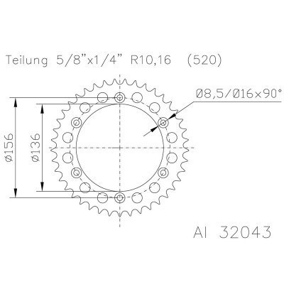 Corona ESJOT Aluminio negro 51-32043-49BP dientes 51-32043-49BP