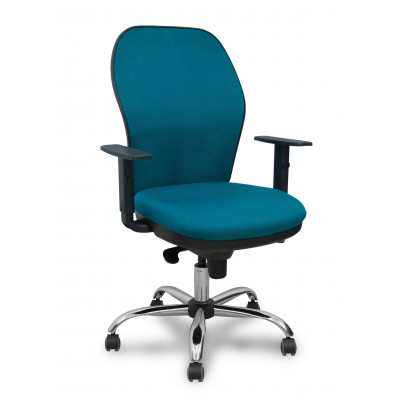 Silla Jorquera respaldo bali verde petróleo asiento bali verde petróleo base cromada y ruedas parqué