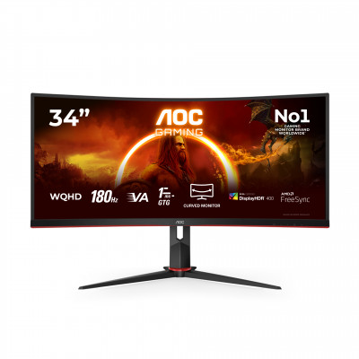 G2 CU34G2XP pantalla para PC 86,4 cm (34) 3440 x 1440 Pixeles UltraWide Quad HD LED Negro, Rojo