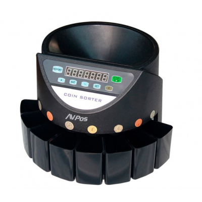 AVPos Contador/Clasificador de Monedas CCM6 - Monedas Desde 1 Centimo Hasta 2 Euros - Color Negro