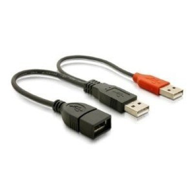 CABLE USB 2.0 CON ALIMENTACIÓN NANOCABLE 10.01.1900 - CONECTORES USB MACHO/HEMBRA - ALIMENTACIÓN TIPO A MACHO - 15CM - NEGRO