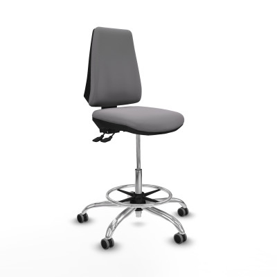 Taburete Elche AS similpiel gris base cromada ruedas 65mm engomadas