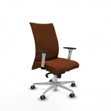 Piqueras y Crespo Albacete confidente sincro similpiel marr?n brazos 1D blancos base aluminio ruedas 65mm engomadas