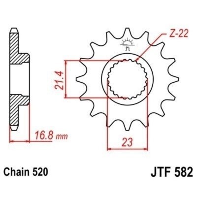 Piñón con goma anti-ruido JT SPROCKETS acero 582 - Paso 520 JTF582.16RB