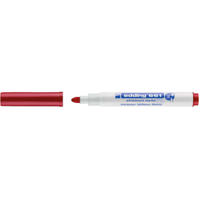 Edding 661 Rotulador para Pizarra Blanca - Punta Redonda - Trazo entre 1 y 2 mm. - Tinta Pigmentada - Borrable en Seco - Color Rojo