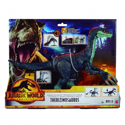 Figura mattel jurassic world dinosaurio escalopista con sonido