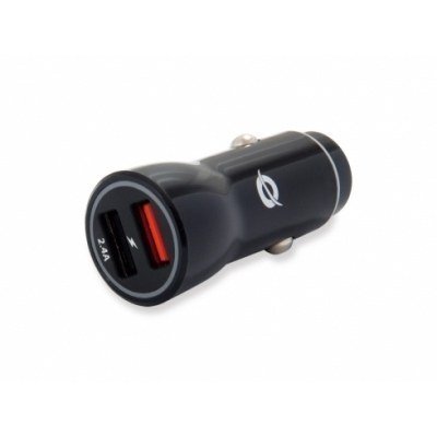 Conceptronic Carden Cargador de Coche 2XUSB2.0(5V/DC) - 12-24V/DC - Color Negro