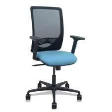 Piqueras y Crespo Silla Zulema sincro malla negra asiento bali azul cielo brazos 2D ruedas 65mm