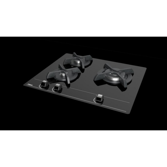 Placa de gas natural Teka GBC 63010 KBN, 3 zonas, Cristal Gas, 6250W, vidrio templado, ref. 112580002, cristal negro - imagen 5