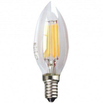 Bombilla led silver electronic filamento transparente vela 4w=60w - e14 - 3000k luz calida - a++