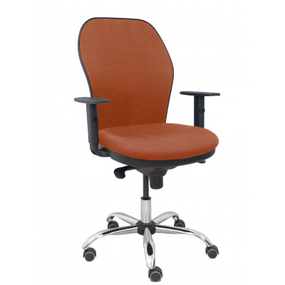 Silla Jorquera respaldo bali marrón asiento bali marrón base cromada y ruedas parqué