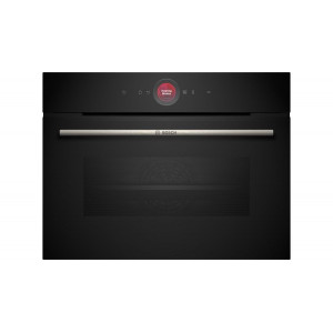 Horno compacto pirolítico Bosch CBG7741B1, Serie 8, 47 litros, 12 funciones, limpieza con agua, AirFry, Home Connect, clase A+, TFT táctil, negro