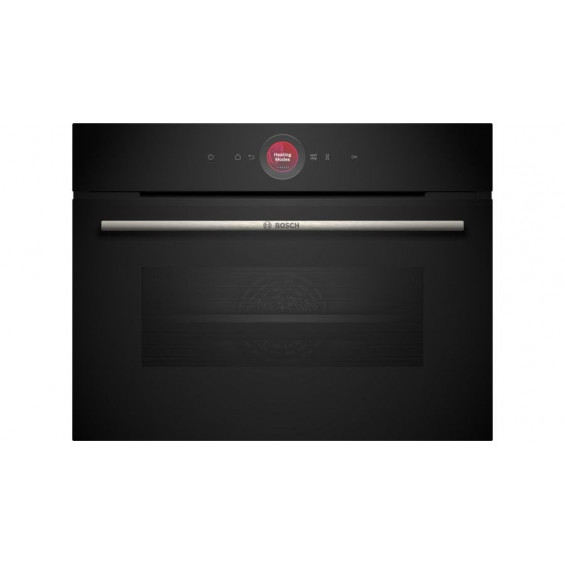 Horno compacto pirolítico Bosch CBG7741B1, Serie 8, 47 litros, 12 funciones, limpieza con agua, AirFry, Home Connect, clase A+, TFT táctil, negro