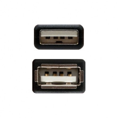 Cable Alargador USB 2.0 Nanocable 10.01.0202-BK/ USB Macho - USB Hembra/ 1m/ Negro