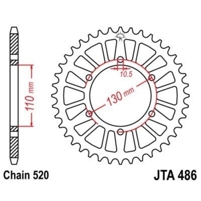 Corona JT 486 de aluminio con 52 dientes JTA486.52