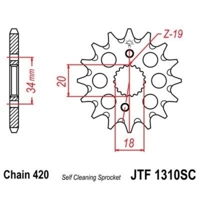 Piñón JT 1310SC autolimpiable de acero con 14 dientes JTF1310.14SC