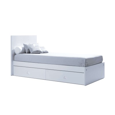 Cama junior 90x200 cm con cajones inferiores · BUBBLE White · Alondra