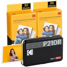 Cámara Digital Instantánea Kodak Mini 2 Retro/ Tamaño Foto 53.3x86.3mm/ Incluye 2x Papel Fotográfico/ Negra