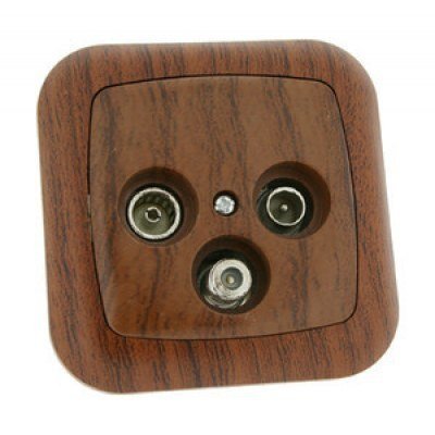 Base toma de antena TV empotrable. color Madera
