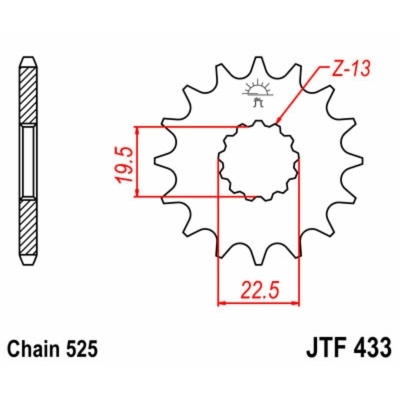 Piñón JT SPROCKETS acero estándar 433 - Paso 520 JTF433.14