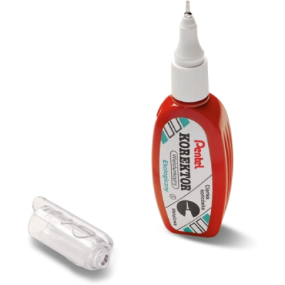 Pentel Boligrafo Corrector 4.2ml - Correccion Precisa, Limpia y Facil - Secado Rapido - Punta de Valvula Metalica - Cuerpo Color Rojo