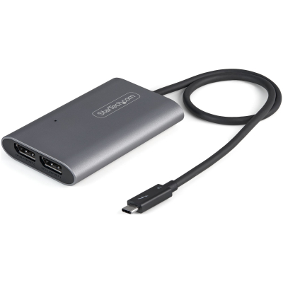 Adaptador Thunderbolt 3 a Dos Puertos DisplayPort DP 1.4 - Adaptador Thunderbolt 3 a DP de 2 Monitores 4K de 60Hz o 1 Monitor de 8K o 5K - Adaptador de Vídeo a 2 Monitores DisplayPort - para Mac y Win
