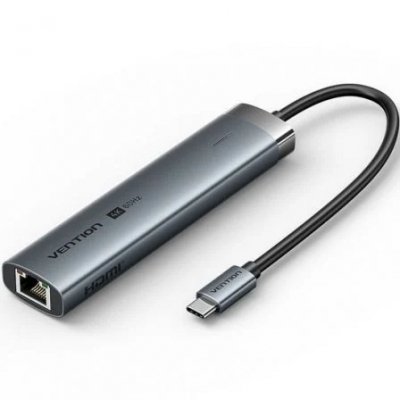 Docking USB Tipo-C Vention TGNHB/ 1xUSB 3.2 Tipo-C/ 2xUSB/ 1xHDMI/ 1xRJ45/ 1xUSB Tipo-C PD