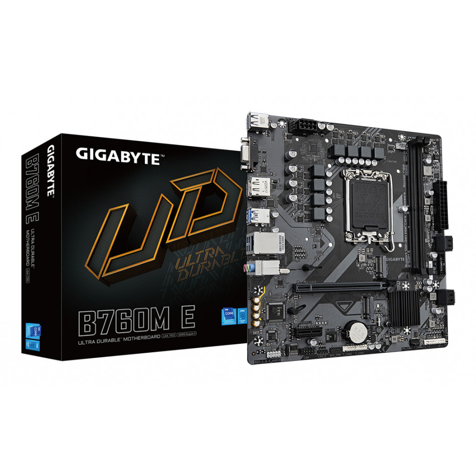 B760M E Placa base - Compatible con procesadores Intel Core 14ª generación, VRM de 6+1+1 fases, hasta 7200 MHz DDR5 (OC), 2xPCIe 4.0 M.2, LAN 1 GbE, USB 3.2 Gen 1