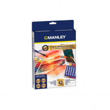 Manley Estuche Set Tecnicas Artisticas con 24 Ceras y 12 ceras acuareables 1 bloc 3 palitos y 1 pincel