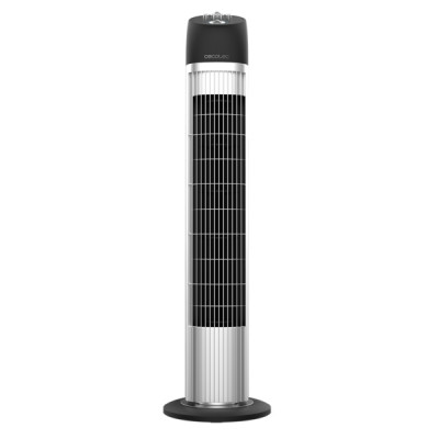 Cecotec EnergySilence 850 SkyLine Ventilador de Torre de 33 de Altura - 45W - Motor de Cobre - 3 Velocidades - Oscilacion de 70º - Temporizador - Asa de Transporte - Color Negro y Plata