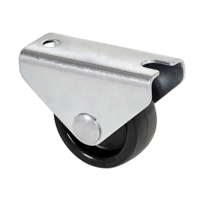 Rueda fija con placa y eje liso de dos fijaciones, color negro, carga máx. 20 kg, ø 1,5 cm