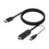 Aisens - Cable Conversor Activo Hdmi 2.0 + Usb Alim. A Displayport V1.2, Hdmi/M-Usb/M-Dp/M, Negro, 1.8M