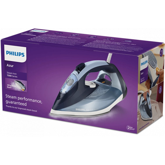 Plancha de vapor Philips DST7020/20, 2800W, golpe de vapor 250 gr/min, vapor continuo 50 gr/min, depósito 300 ml, azul y blanco - imagen 6