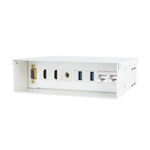 Ewent EW1555 Caja de conexiones Multimedia y Red. VGA + 2xHDMI + Audio + 2xUSB + 2xRJ45, Blanco