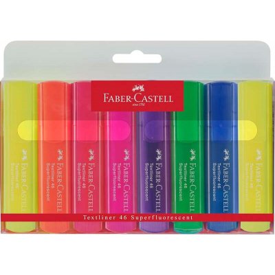 Faber-Castell Textliner 46 Superfluorescente Pack de 8 Marcadores Fluorescentes - Punta Biselada - Trazo entre 1mm y 5mm - Tinta con Base de Agua - Colores Surtidos
