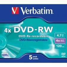 DVD-RW VERBATIM 5 UNIDADES 4.7GB 4x 43285