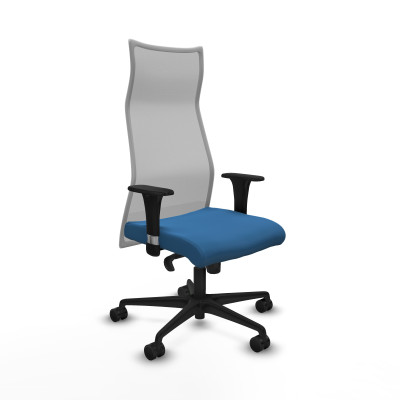 Albacete malla XL sincro malla gris similpiel azul claro brazos 1D base nailon ruedas 65mm nailon