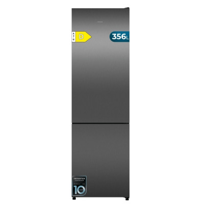 Cecotec Bolero CoolMarket Combi 356i Dark D Frigorifico Combi - Luz LED - Modo Vacaciones - Acero Inoxidable - Total Nofrost - Frio Envolvente - Cajon Humedad Regulable - 59.5x200cm - Color Gris Oscur
