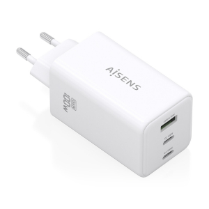 AISENS - CARGADOR GaN 100W, 2xUSB-C PD3.0 QC4.0 QC5.0, 1xUSB-A QC3.0, BLANCO