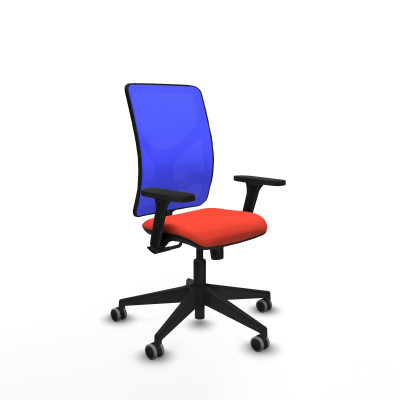 Motilla sincro malla azul bali naranja oscuro brazos 3D base piramidal ruedas 65mm engomadas