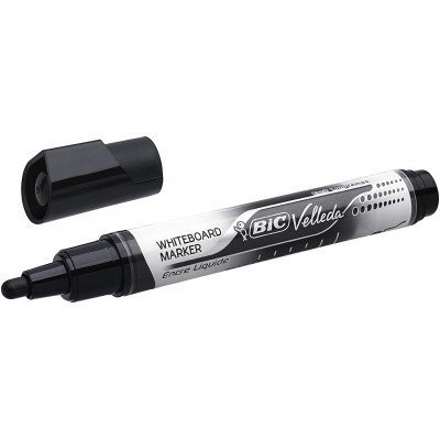 Bic Velleda Tank Marcador para Pizarra - Trazo 2.3mm - Punta Ojival - Tinta con Base de Alcohol - Borrado Optimo - Color Negro