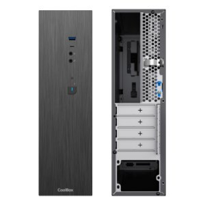 CAJA MICROATX SLIM COOLBOX T370 2x2.5″ GPU 251max LOW PROFILE FUENTE 500GR-T NEGRO